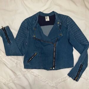 H&M denim/jean biker jacket